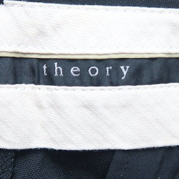 THEORY BLACK COTTON STRETCH OFFICE BUSINESS WORK PANTS SIZE 4 - Picture 2 of 8